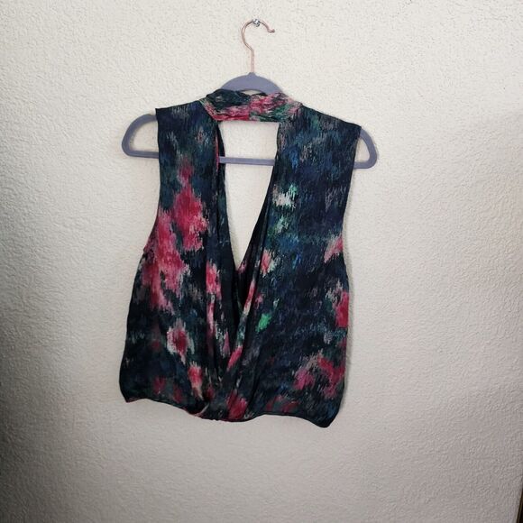 HAUTE HIPPIE 100% Silk Wrap Blouse Abstract Floral Multi HH Tank Women's S $179 - Picture 9 of 10